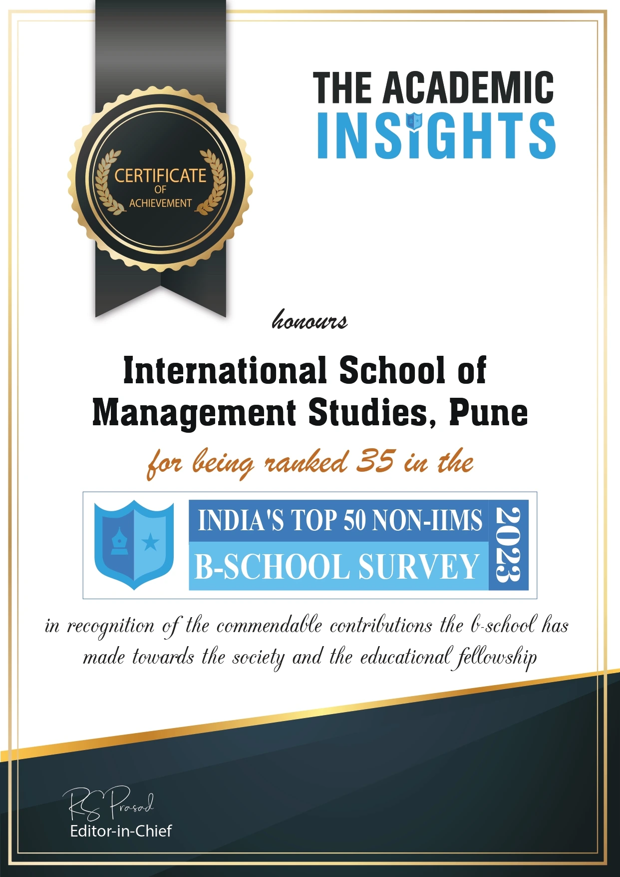 ISMS award certificate 6
